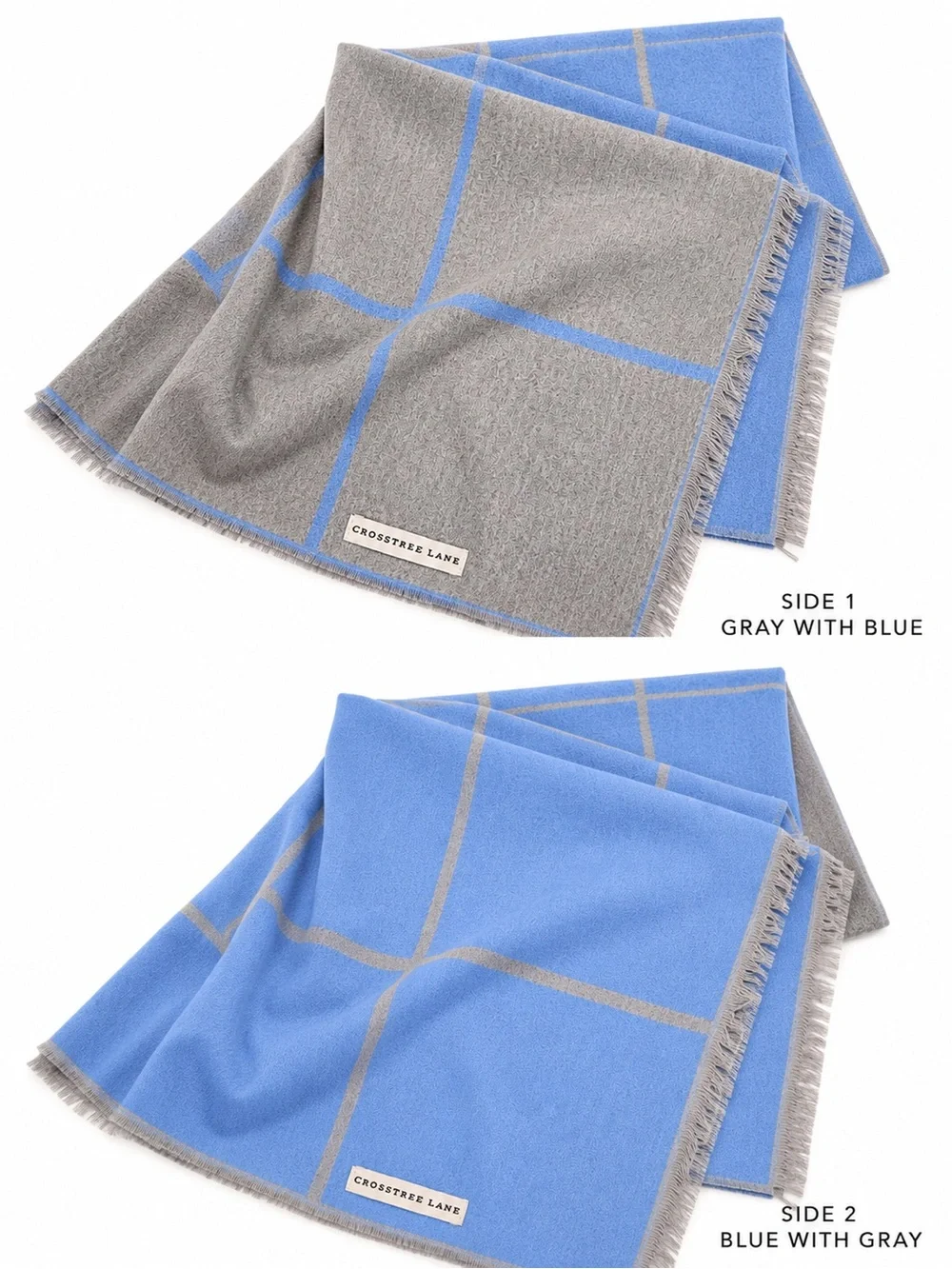 Like New CROSSTREE LANE - Classic Light Blue Checked Scarf - Women Accessories